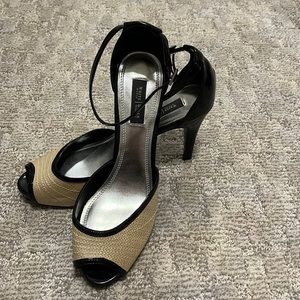 White House Black Market Ankle Strap high heel Peep Toe -Size 8